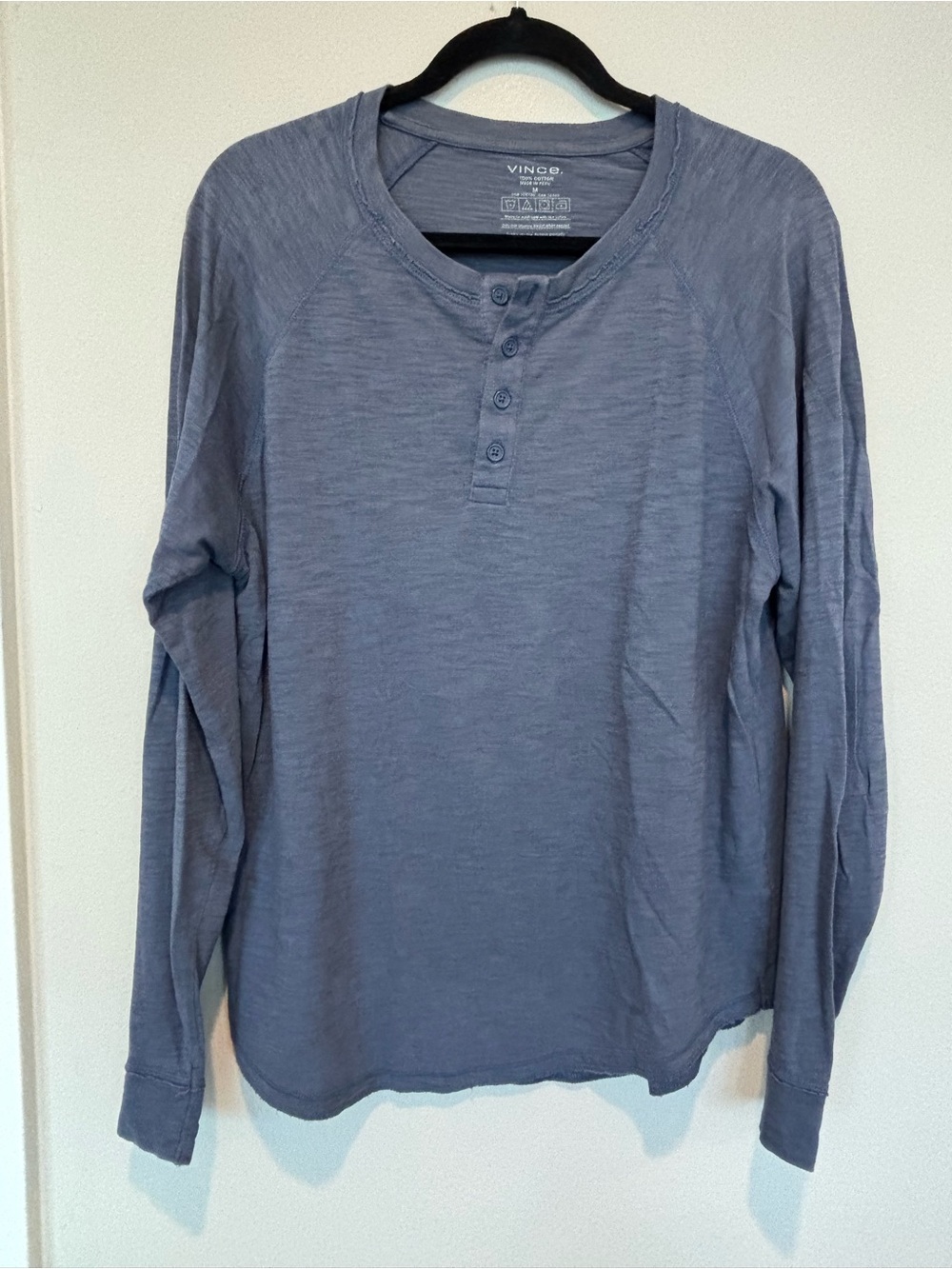 Vince Men’s Slate-Blue Long Sleeve Henley